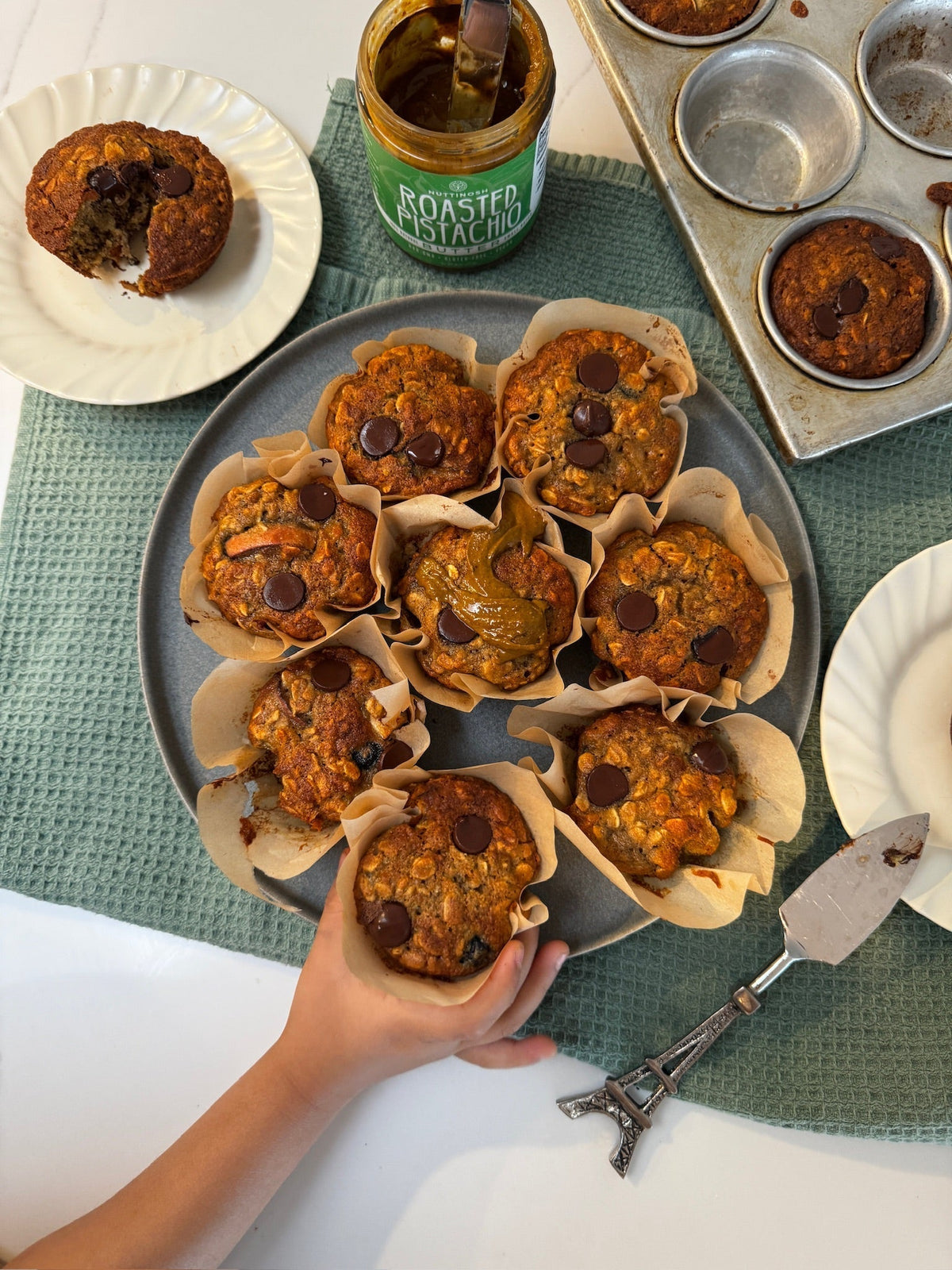 Banana Oat Pistachio Muffins