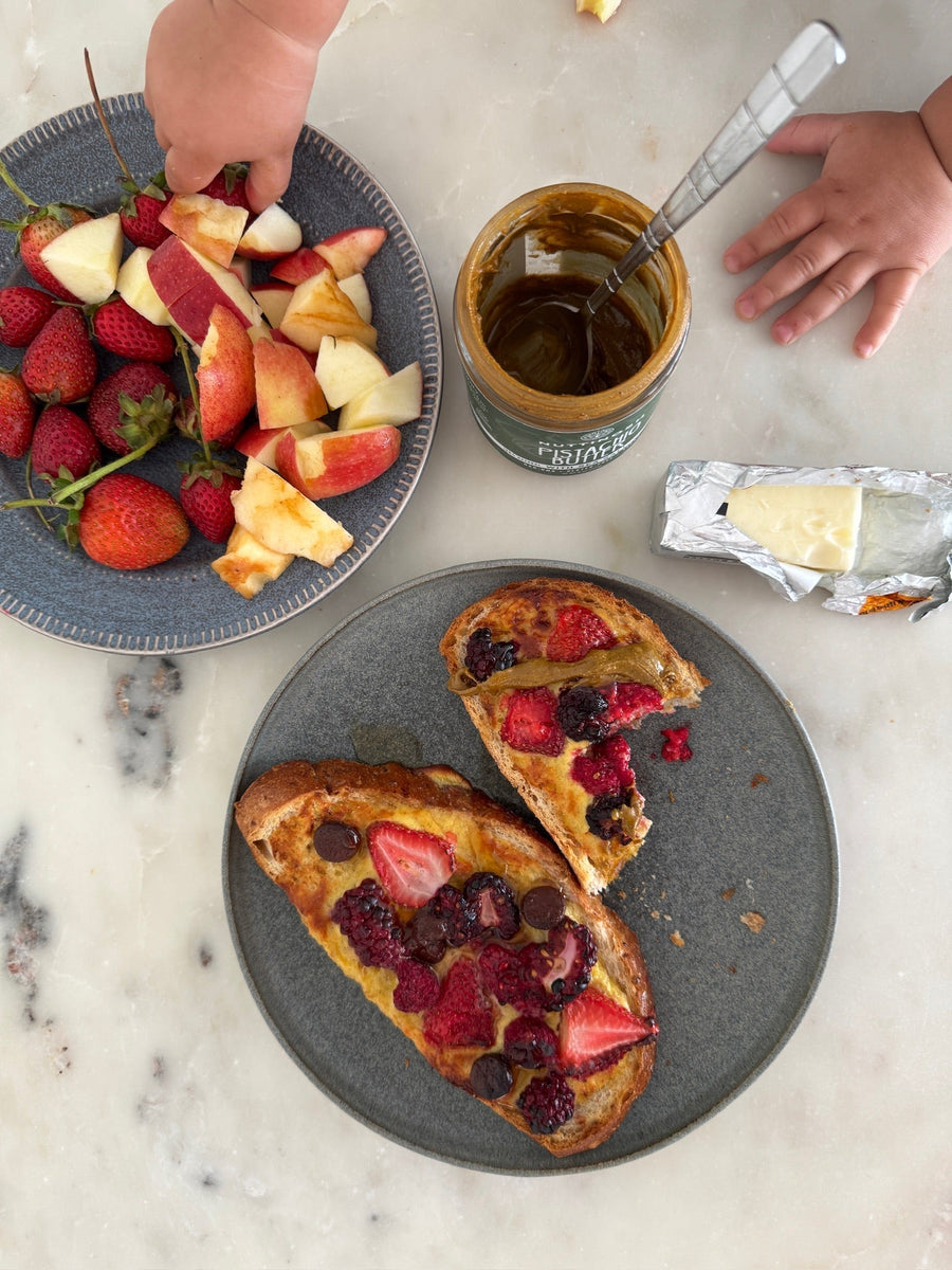Berry Custard Toast with Pistachio Butter