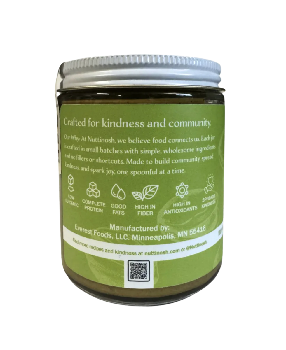 Nuttinosh roasted pistachio butter back label with product details
