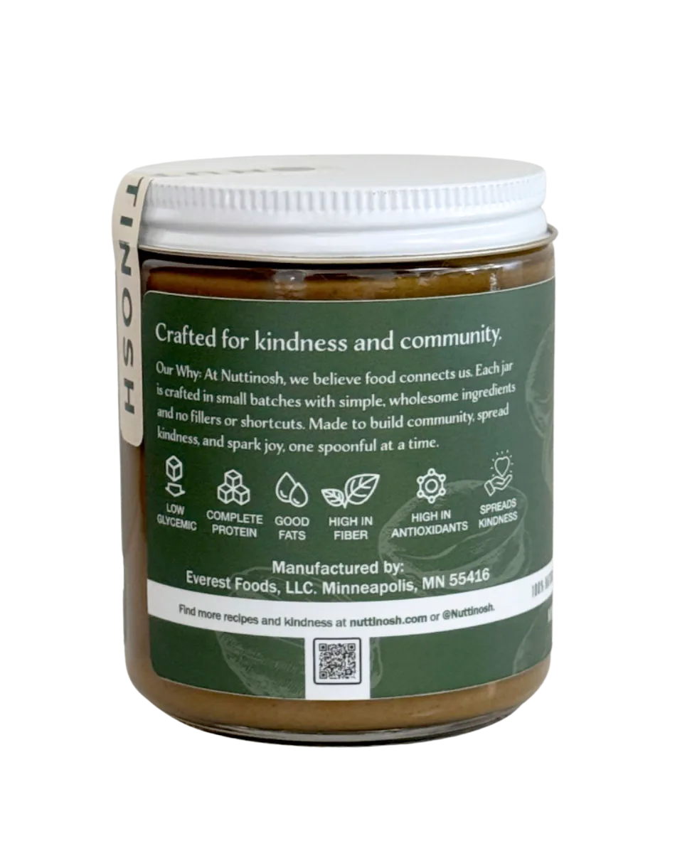 Nuttinosh sea salt pistachio butter back label with product details
