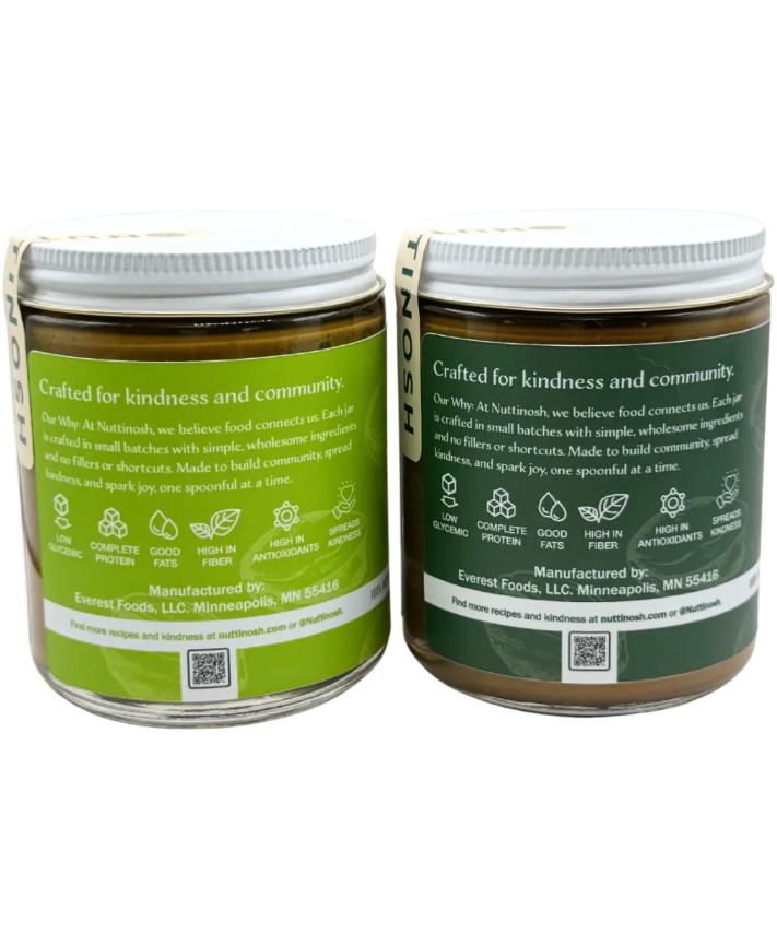 Nuttinosh Unsalted and sea salt pistachio butter bundle back label