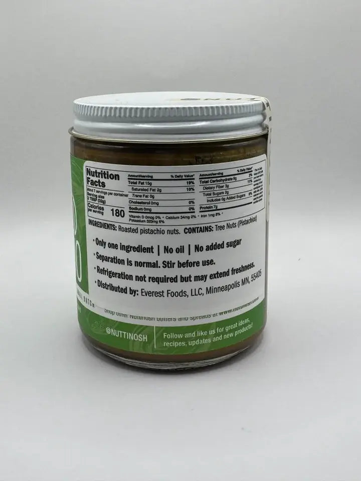 Nutrition facts for Nuttinosh Roasted Pistachio Butter